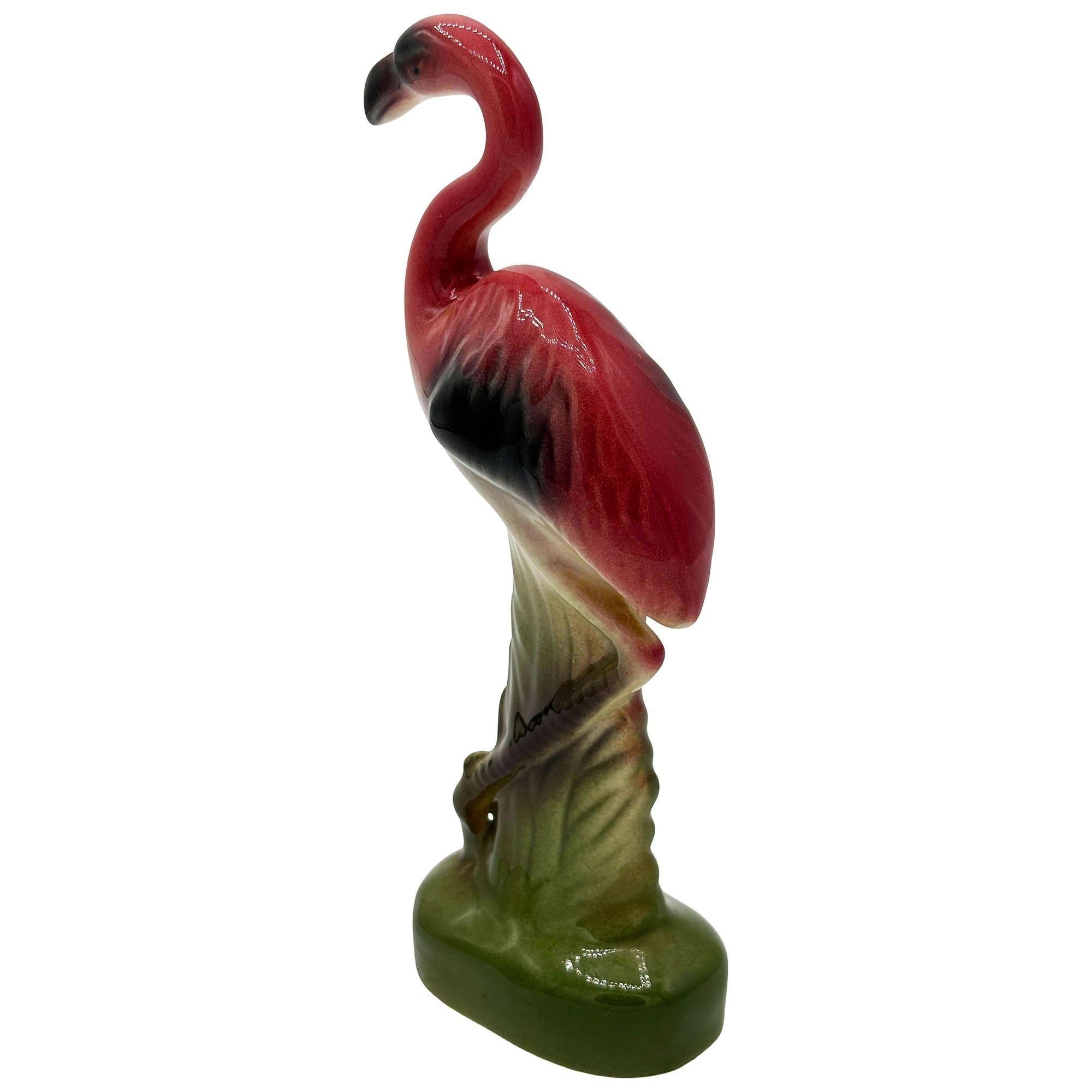 MCM California Pottery Keramik Flamingo Figurensatz mit tropischem Teich Tablett im Angebot 12