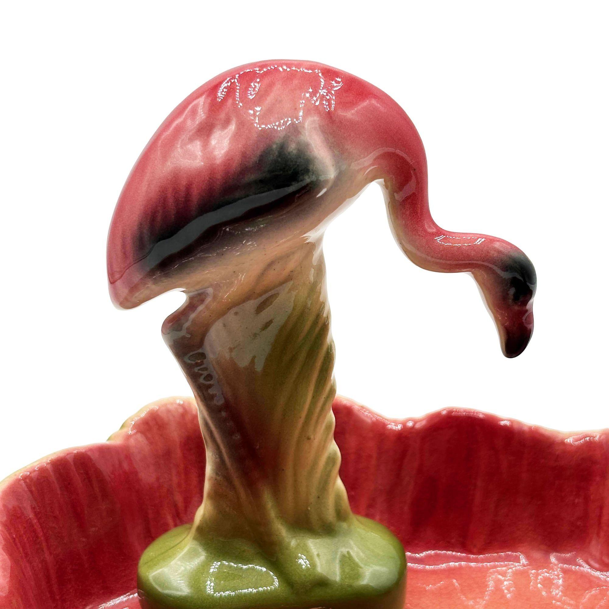 MCM California Pottery Keramik Flamingo Figurensatz mit tropischem Teich Tablett im Angebot 2