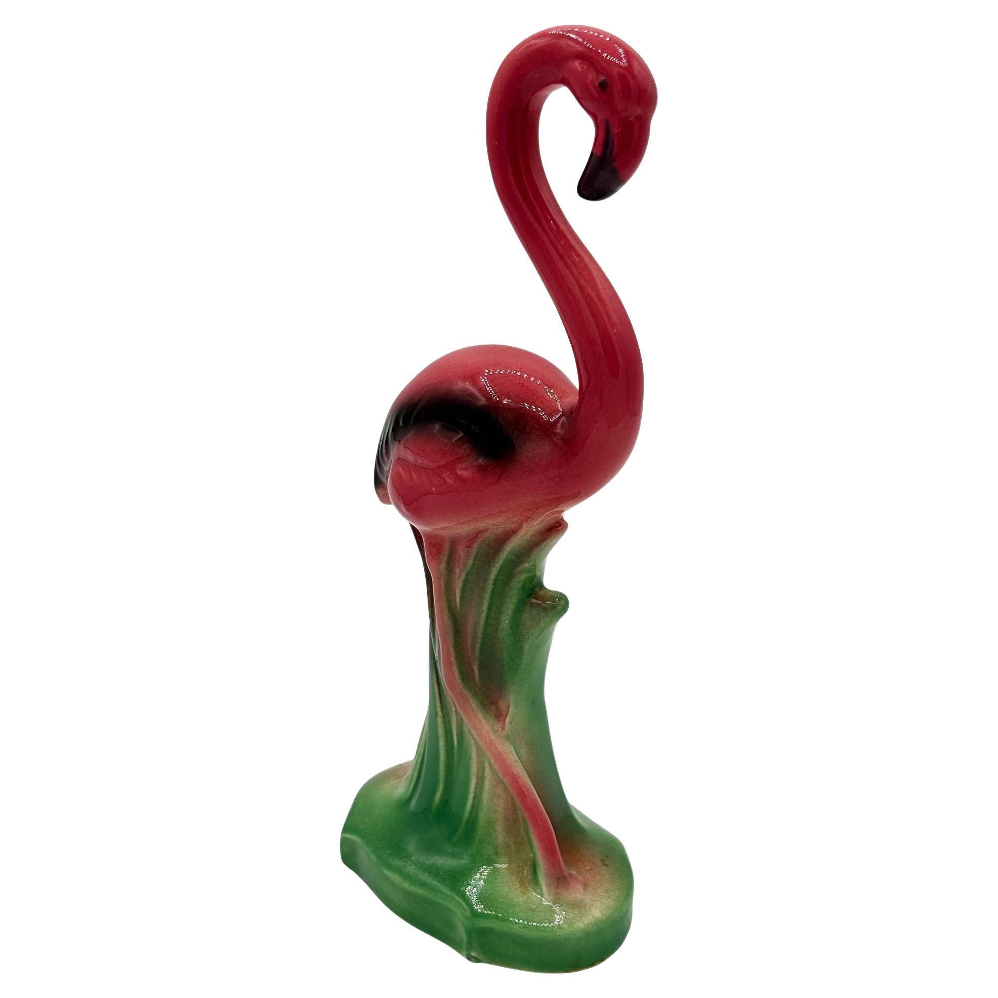 MCM California Pottery Ceramic "Gazer" Bright Pink Flamingo Figurine Statue
