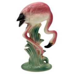 Vintage MCM California Pottery Ceramic Searcher Tropical Pink Flamingo Figurine Statue