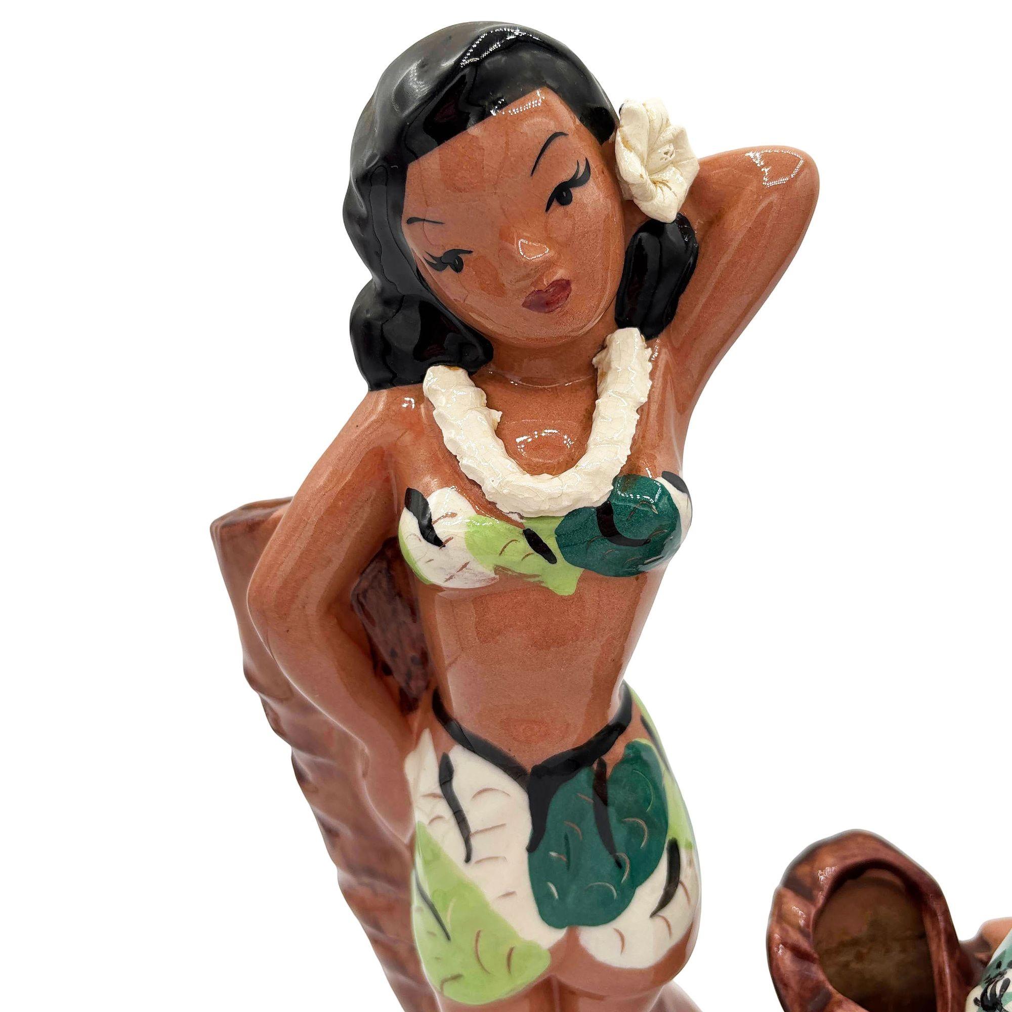MCM California Pottery Hawaiianisches Hula Leilani Girl Pflanzgefäß-Set von Delee im Angebot 3