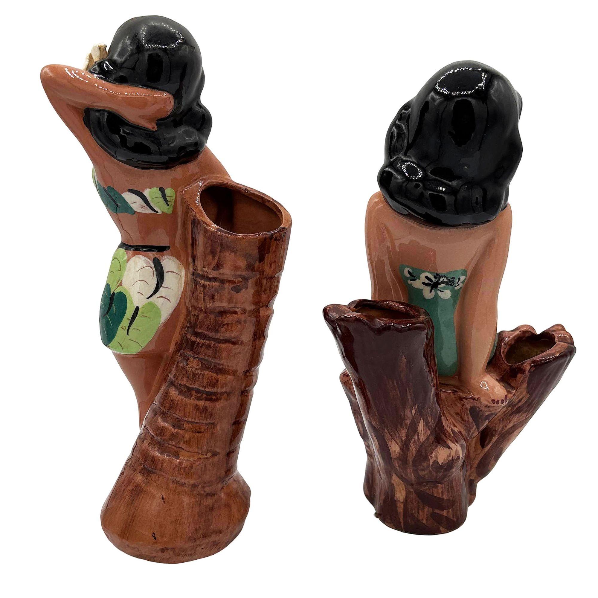 MCM California Pottery Hawaiianisches Hula Leilani Girl Pflanzgefäß-Set von Delee (Moderne der Mitte des Jahrhunderts) im Angebot