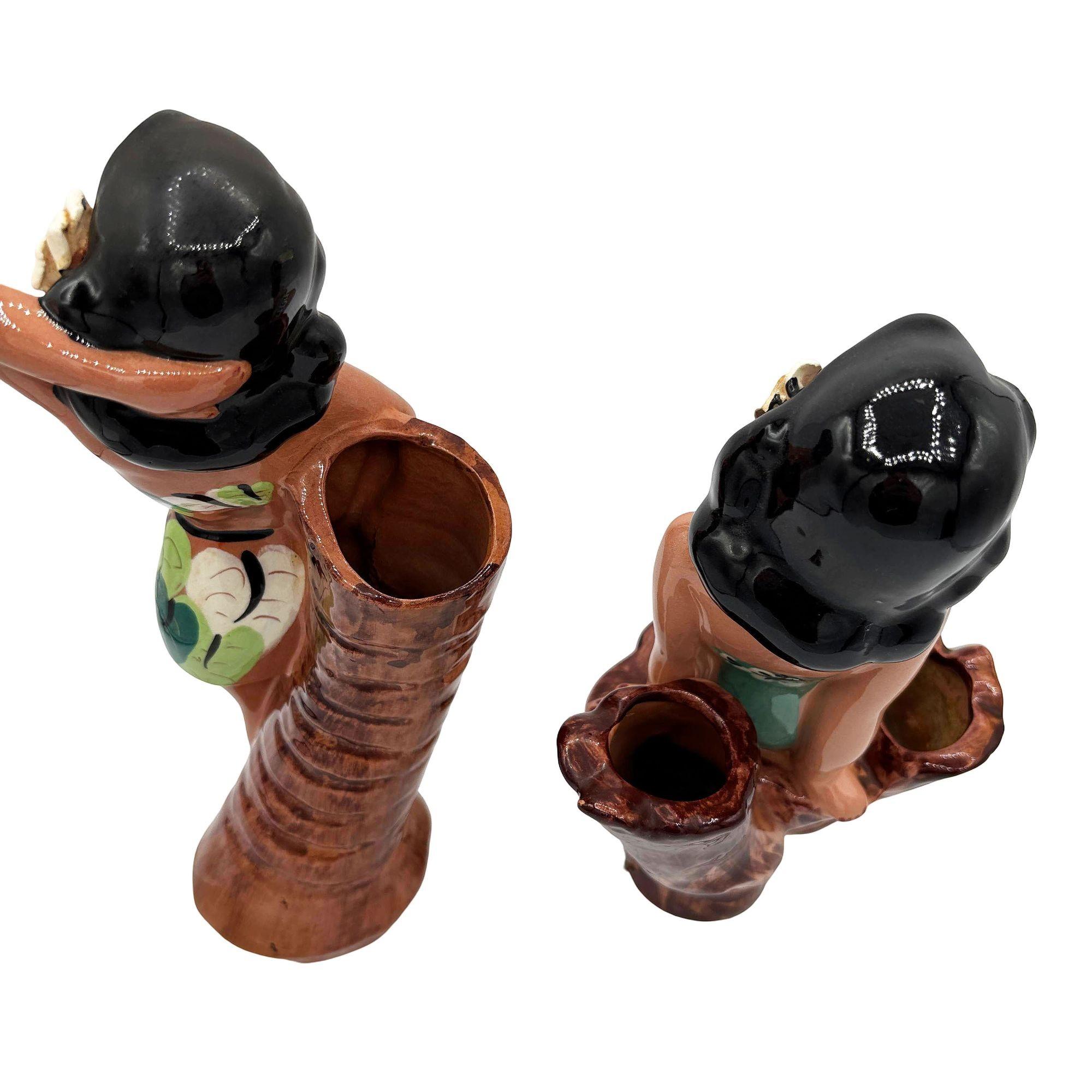 MCM California Pottery Hawaiianisches Hula Leilani Girl Pflanzgefäß-Set von Delee (amerikanisch) im Angebot