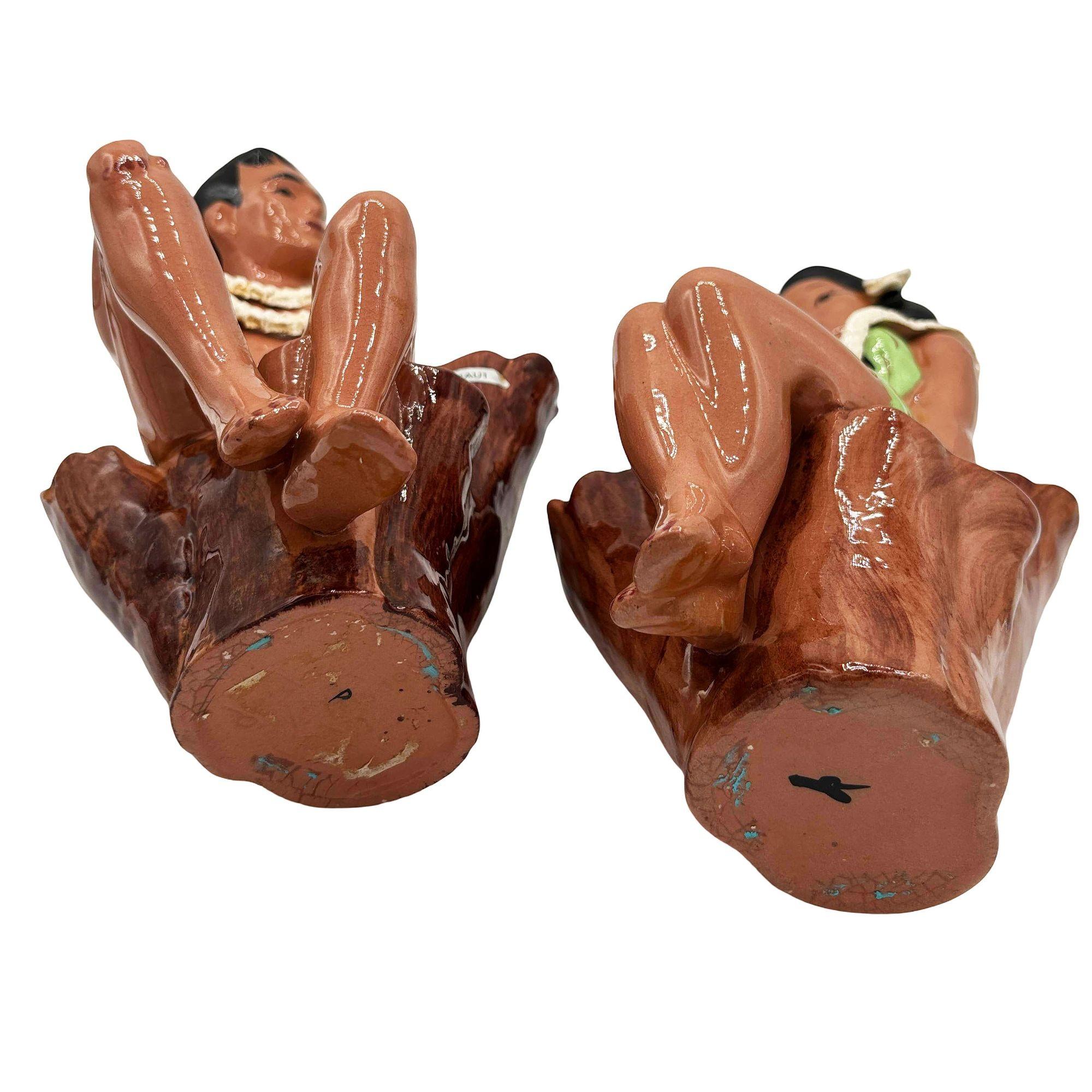 Set di fioriere in ceramica MCM California Pottery Hawaiian Hula Leilani & Maui di Delee In condizioni ottime a Van Nuys, CA