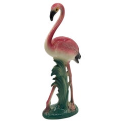 MCM California Pottery Tropical Ceramic "The Stroller" Pink Flamingo Figurine
