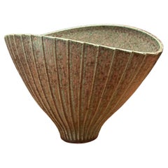 MCM California Studio Pottery Stoneware Fan Shaped Vase - Signed