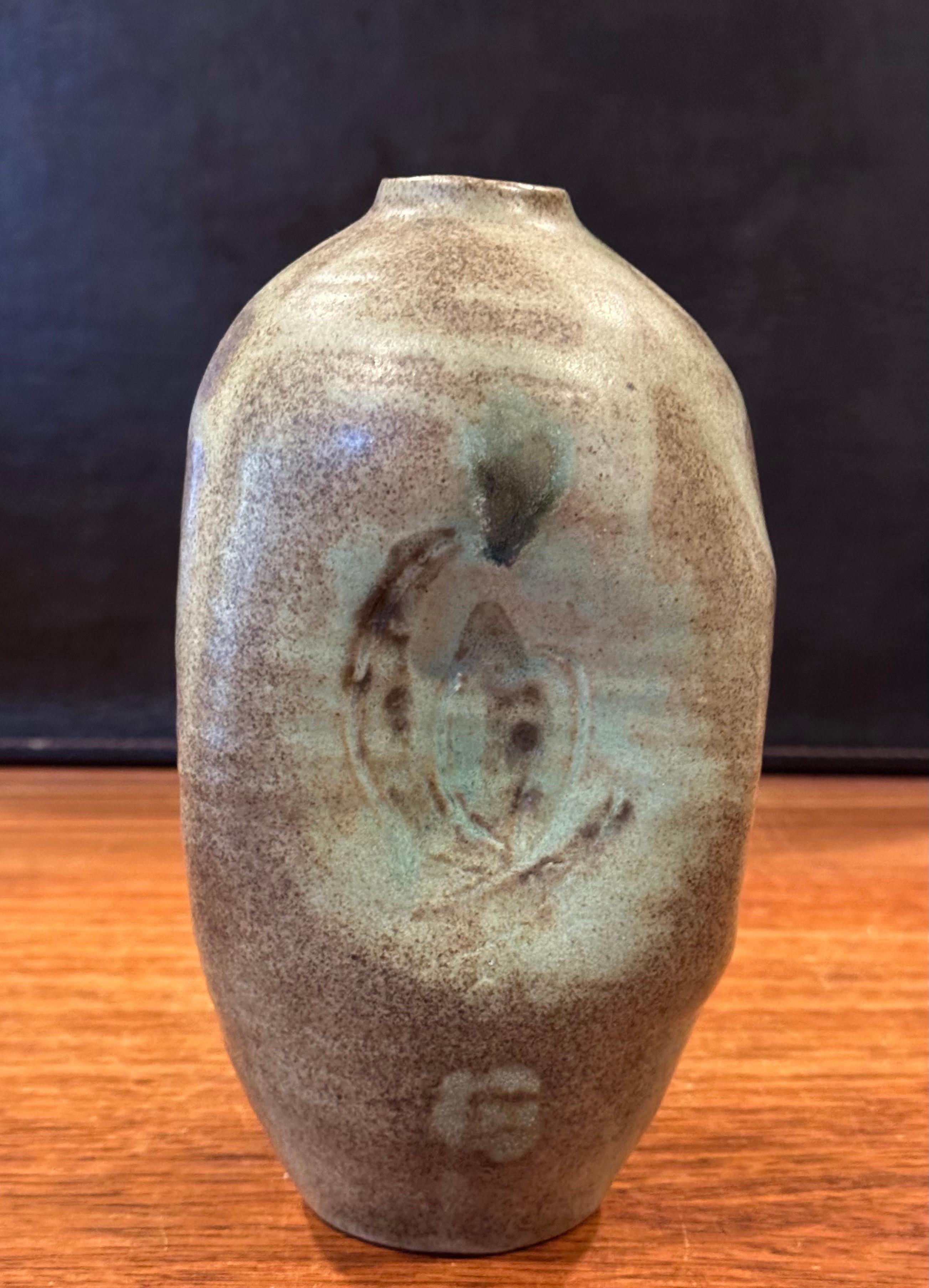 Mid-Century Modern MCM California Studio Pottery Stoneware Vase For Sale