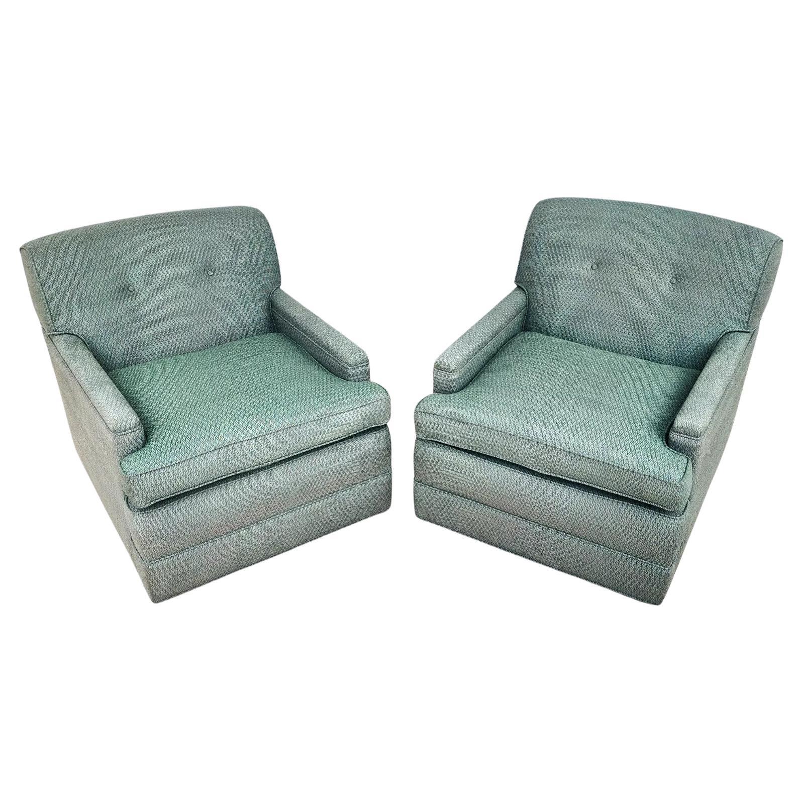 MCM Carr & Company Lounge Chairs Swivel Low Profile Pair