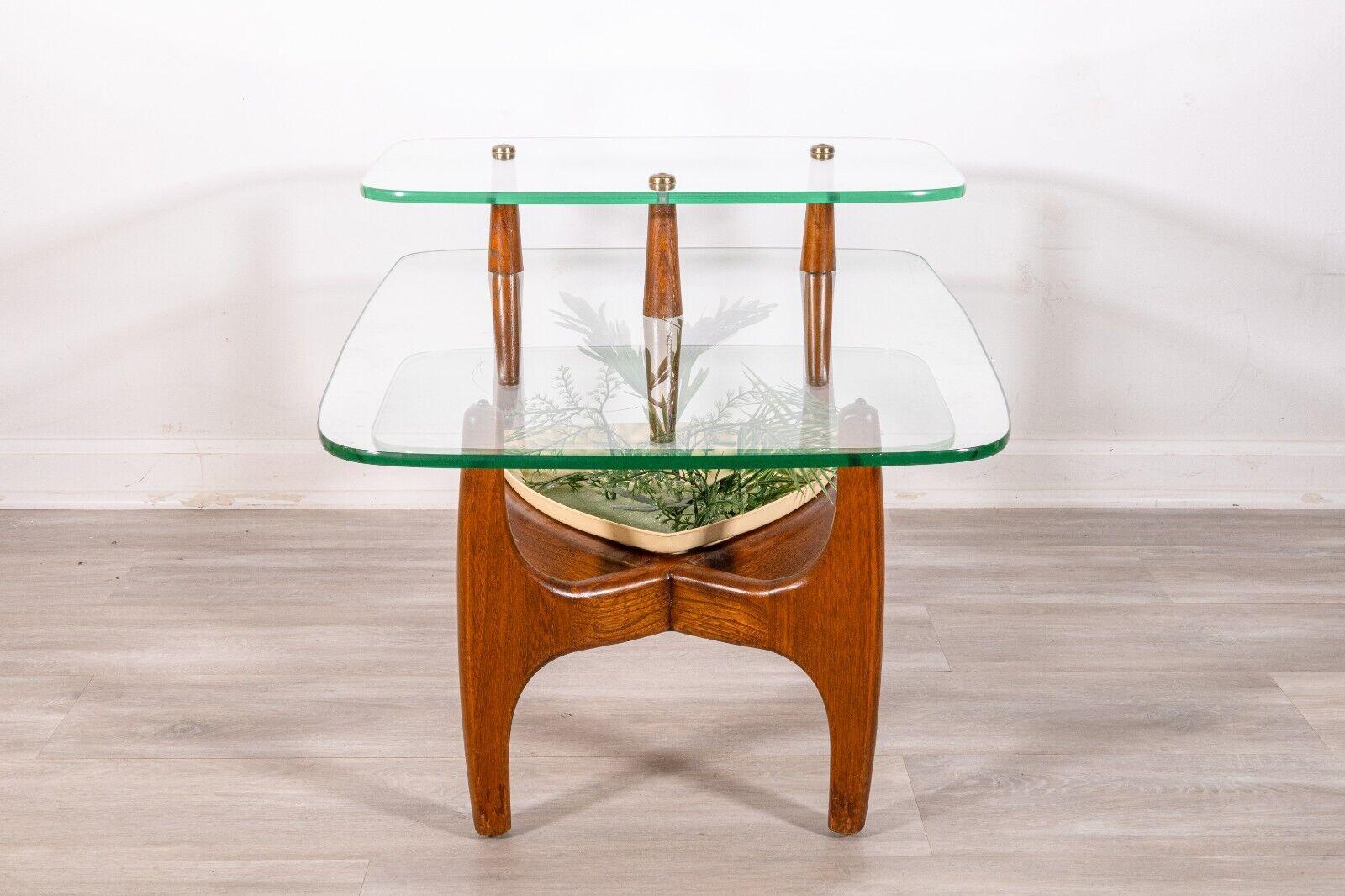 Mid-Century Modern MCM C.E. Waltman for Tonk Walnut Biomorphic 2 Tier Side End Table with Planter
