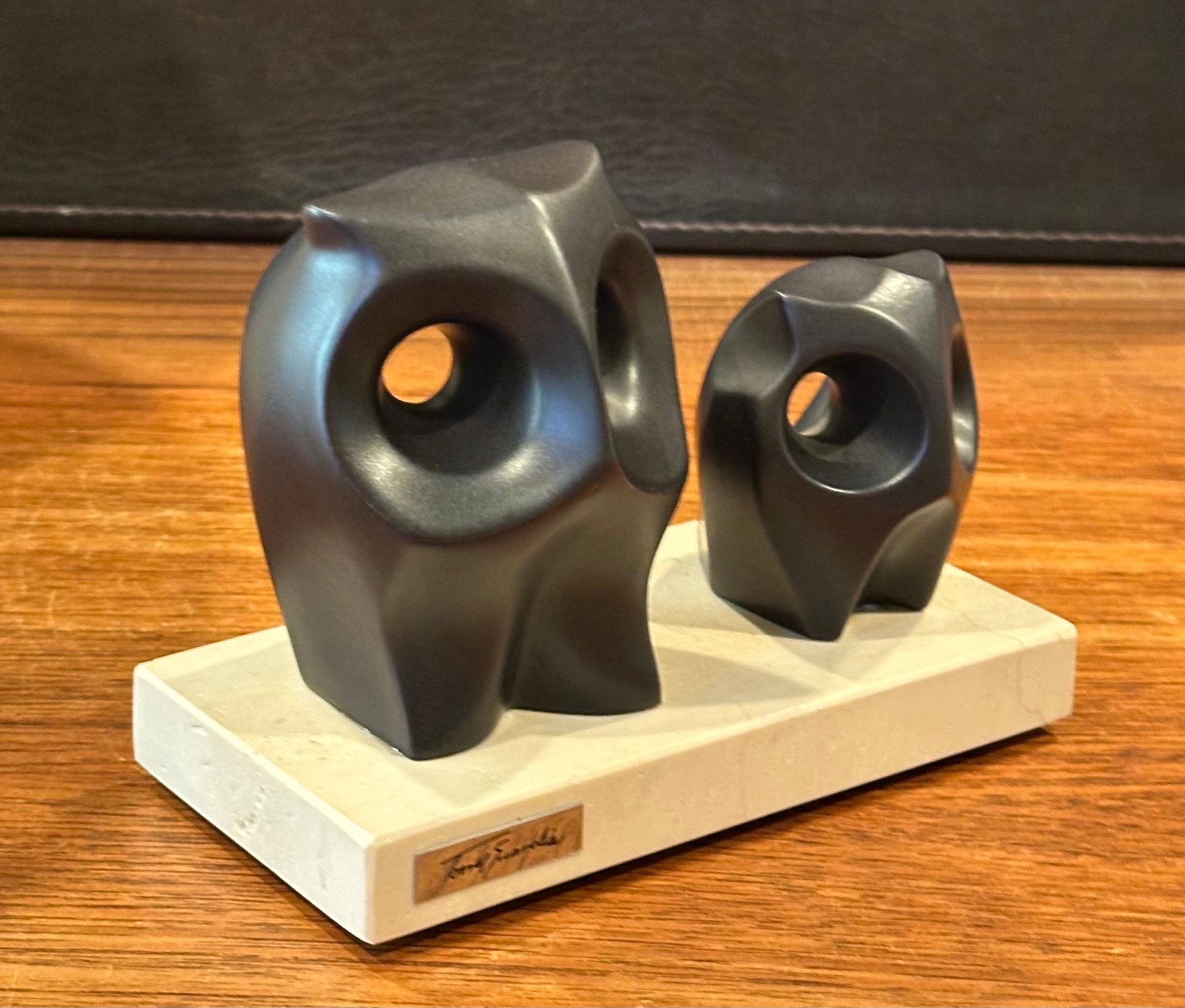 XX secolo Scultura di gufi in ceramica e marmo MCM di Jose Torres Guardia in vendita