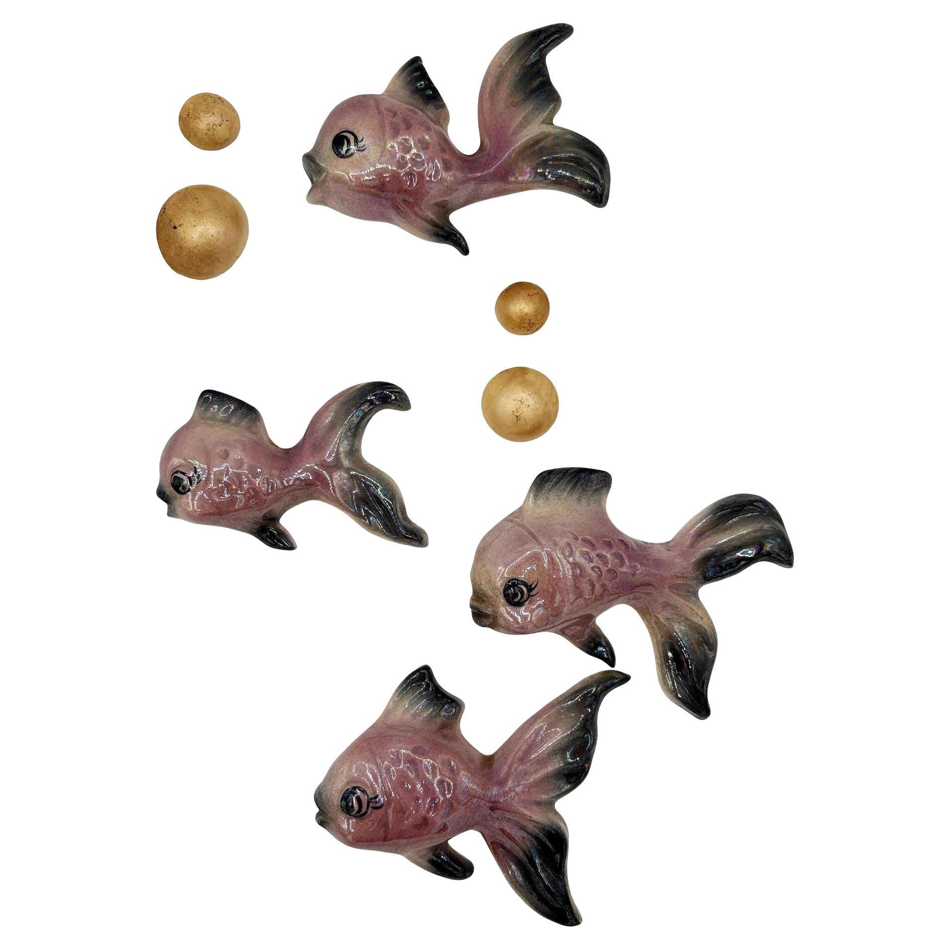 MCM Pesce angelo in ceramica con bolle di sapone 8 pezzi - Set di sculture da parete di Ceramicraft