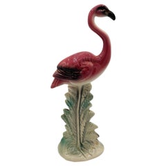 Vintage MCM Ceramic California Pottery Standing Tall Pink Flamingo Figurine Statue