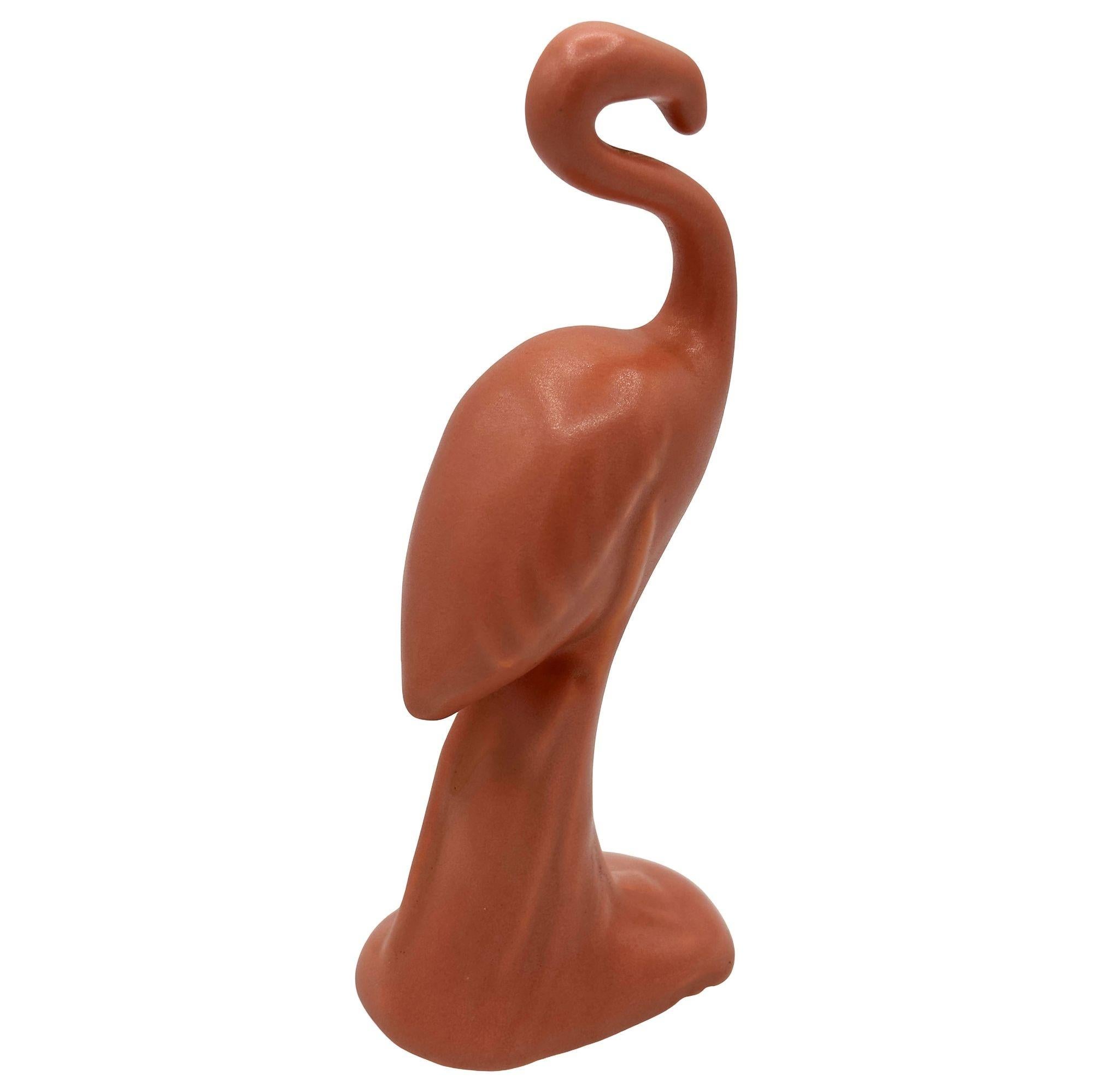 Mid-20th Century MCM Ceramic Curious Watcher Modernist Pink Flamingo Tabletop Statue by Metlox For Sale