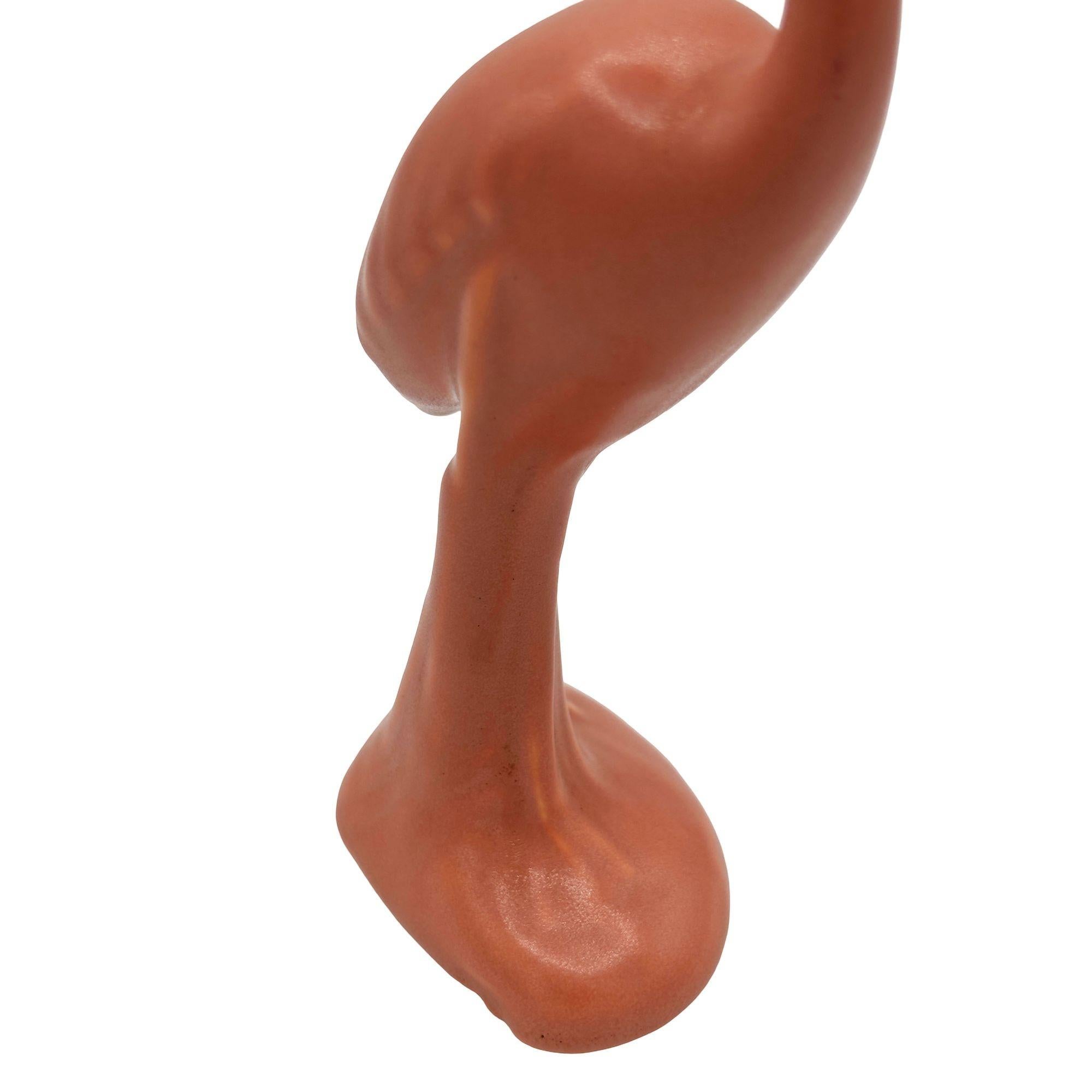 MCM Ceramic Curious Watcher Modernist Pink Flamingo Tabletop Statue by Metlox For Sale 1
