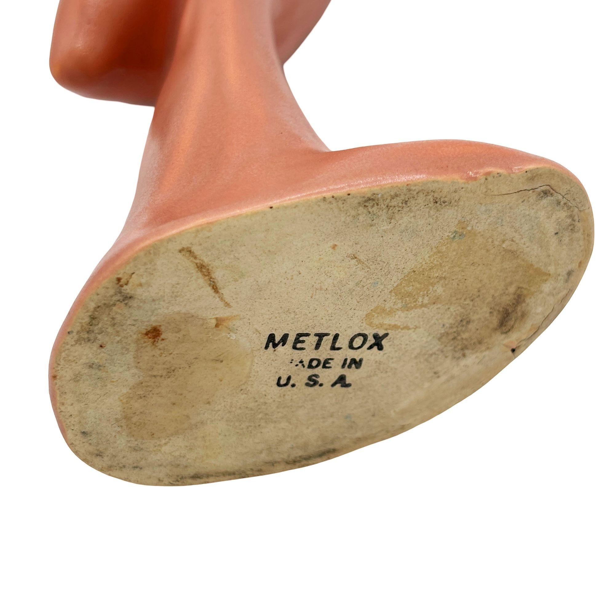 MCM Ceramic Curious Watcher Modernist Pink Flamingo Tabletop Statue by Metlox For Sale 2