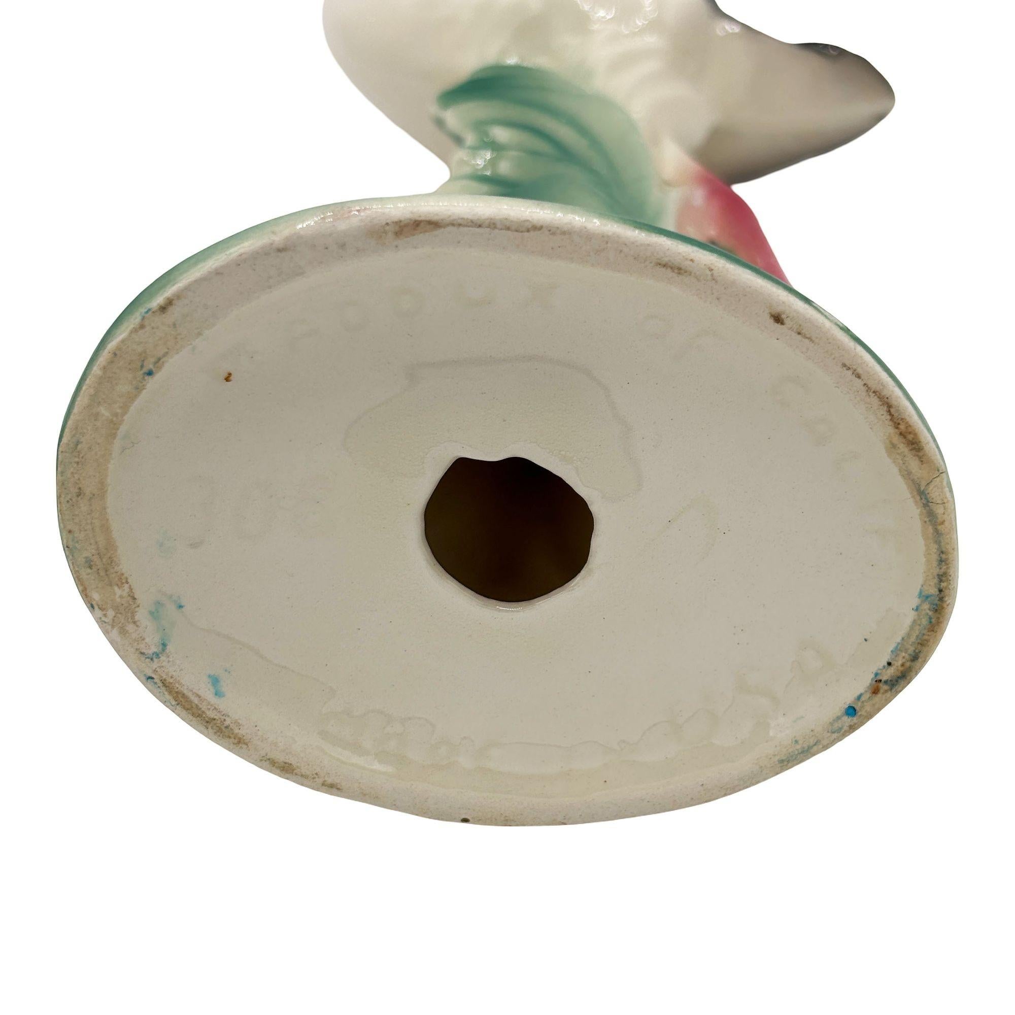 MCM Keramische Flamingo-Figur mit offenen Flügeln in tropischem Teich Tablett von Maddux im Angebot 3