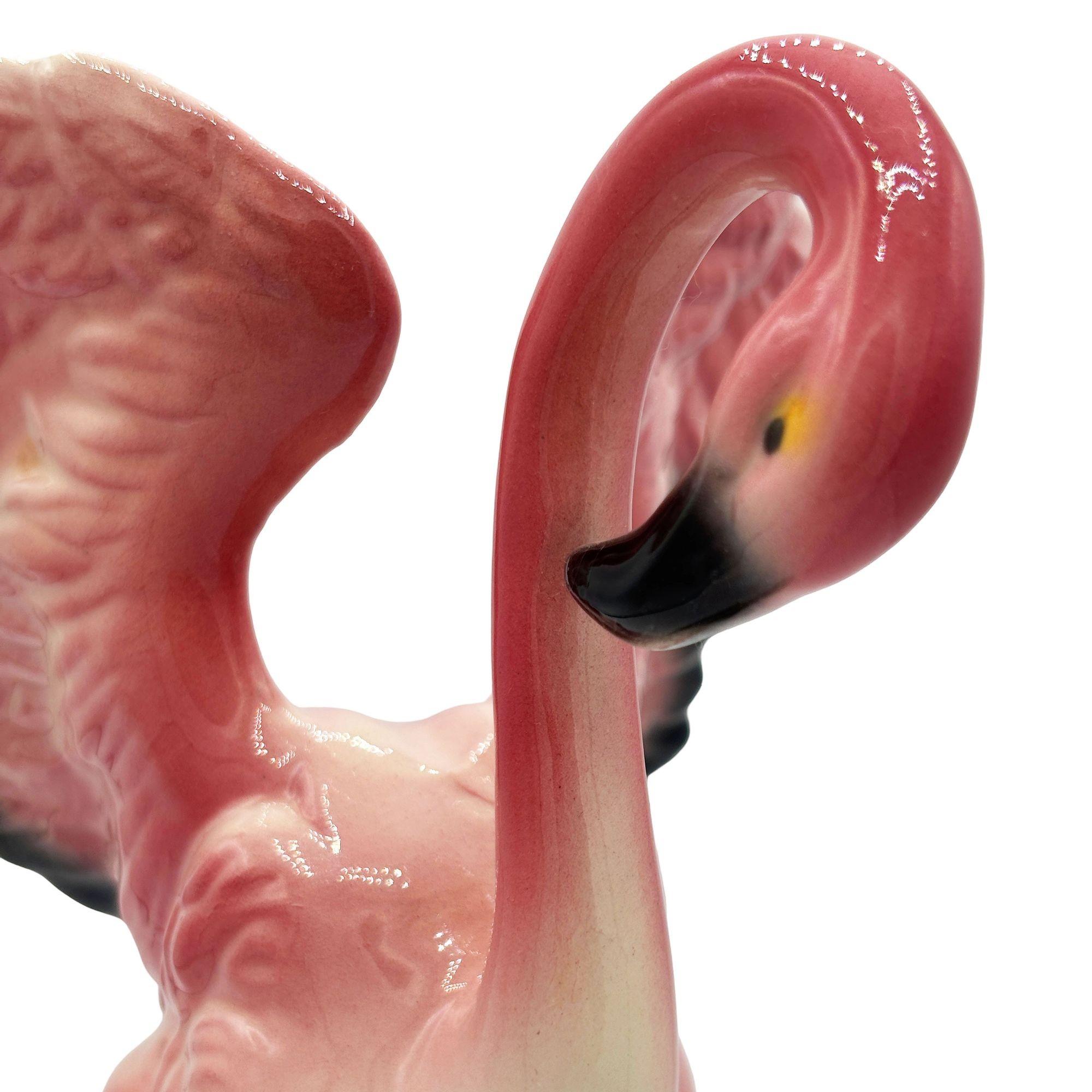 MCM Keramische Flamingo-Figur mit offenen Flügeln in tropischem Teich Tablett von Maddux im Angebot 10