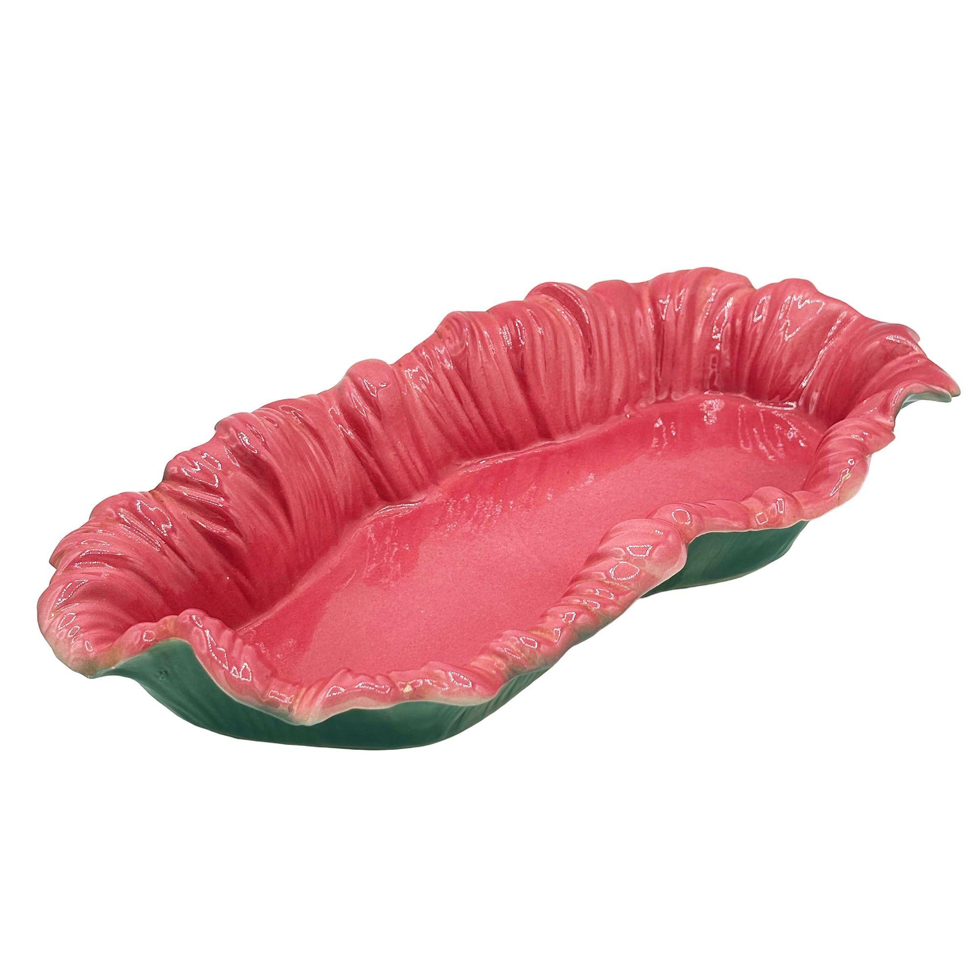 MCM Keramische Flamingo-Figur mit offenen Flügeln in tropischem Teich Tablett von Maddux im Zustand „Hervorragend“ im Angebot in Van Nuys, CA