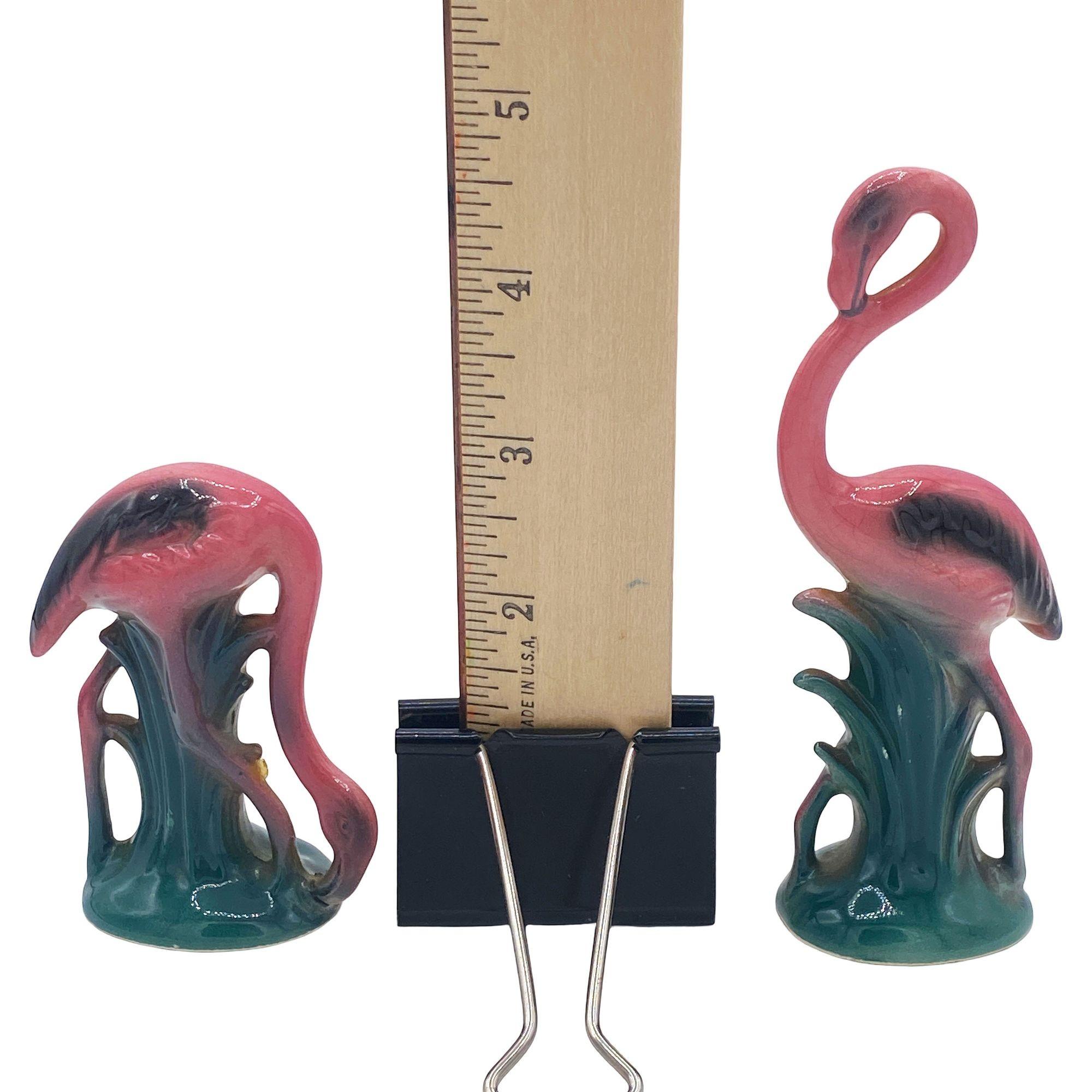 MCM Ceramic Miniature Pink Flamingo Tabletop Statue His & Hers Set By Leftons in vendita 5