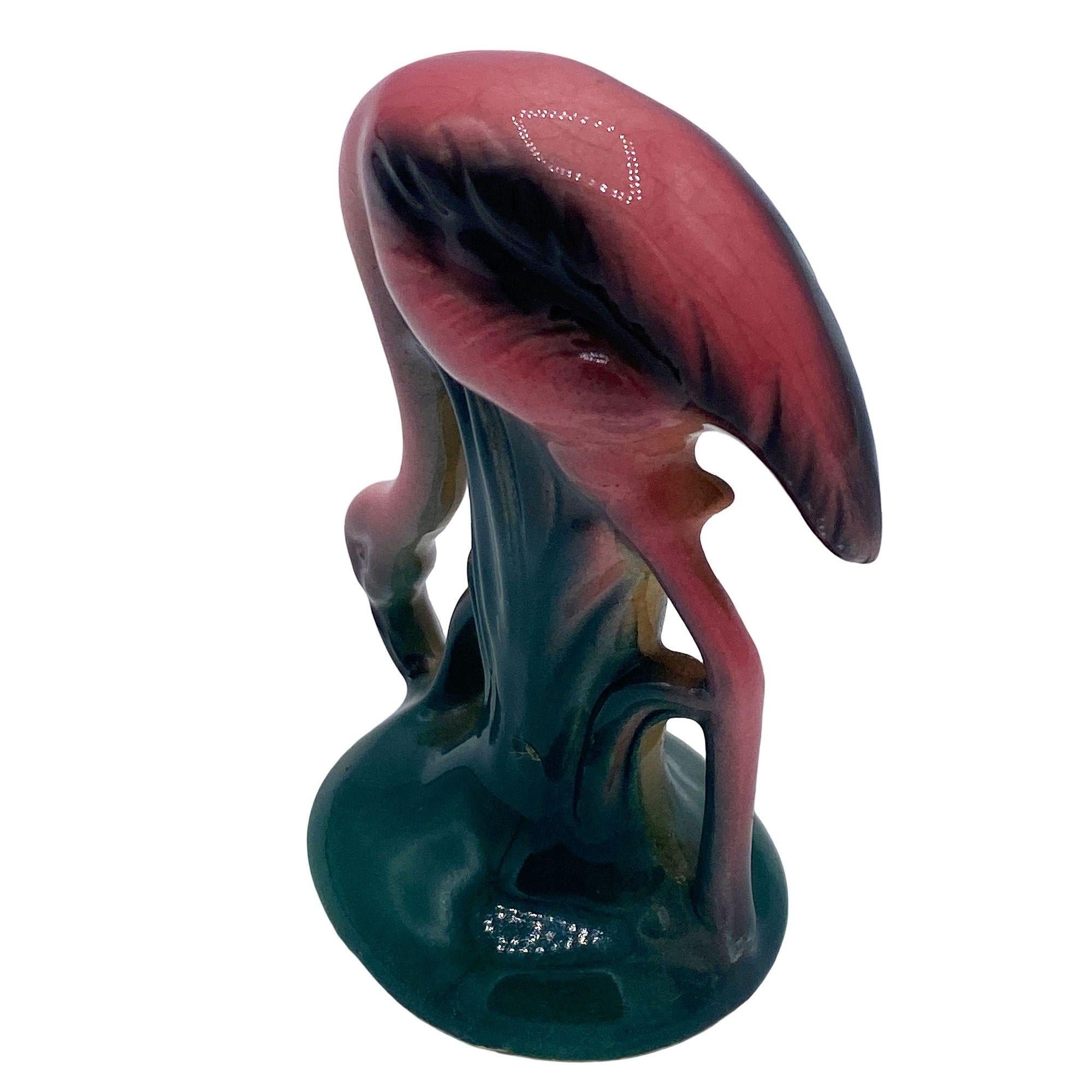MCM Ceramic Miniature Pink Flamingo Tabletop Statue His & Hers Set By Leftons in vendita 2