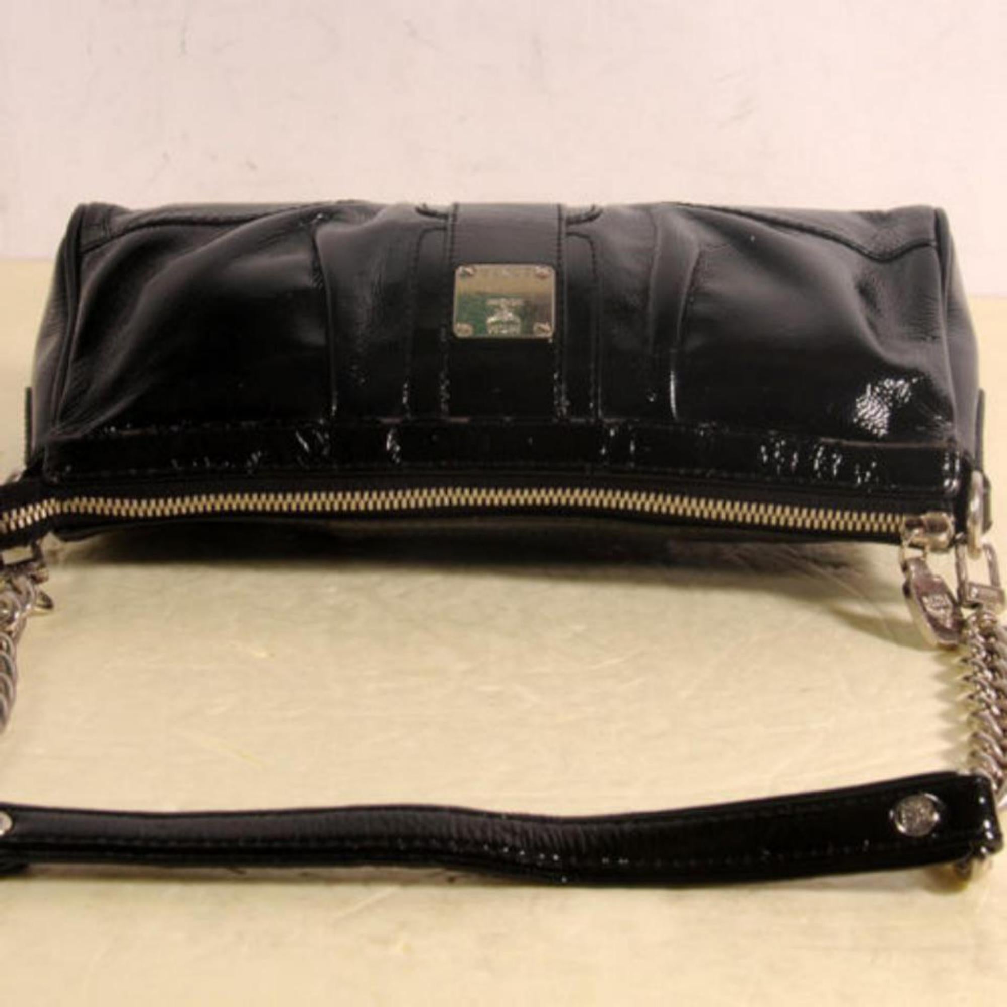 MCM Chain 869163 Black Patent Leather Shoulder Bag For Sale 7