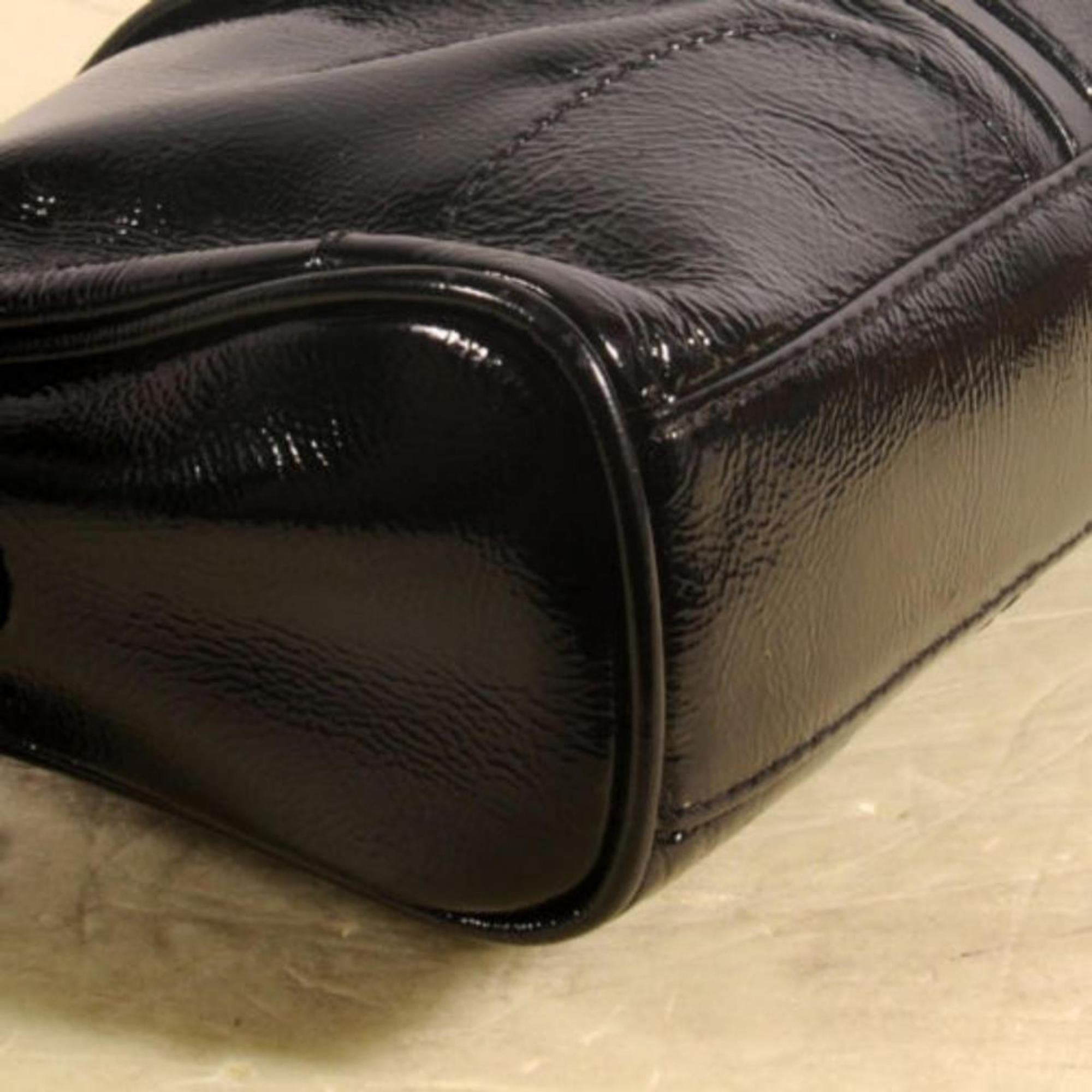 MCM Chain 869163 Black Patent Leather Shoulder Bag For Sale 8