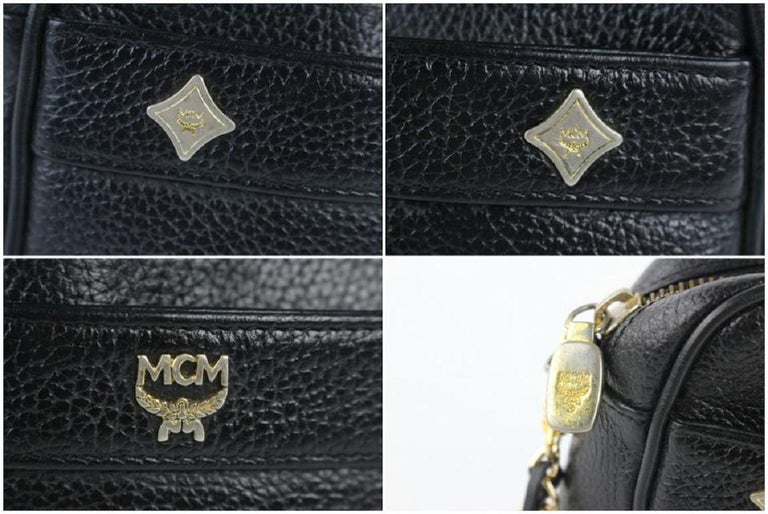 MCM Chain Studded Camera 15mce0108 Black Leather Cross Body Bag