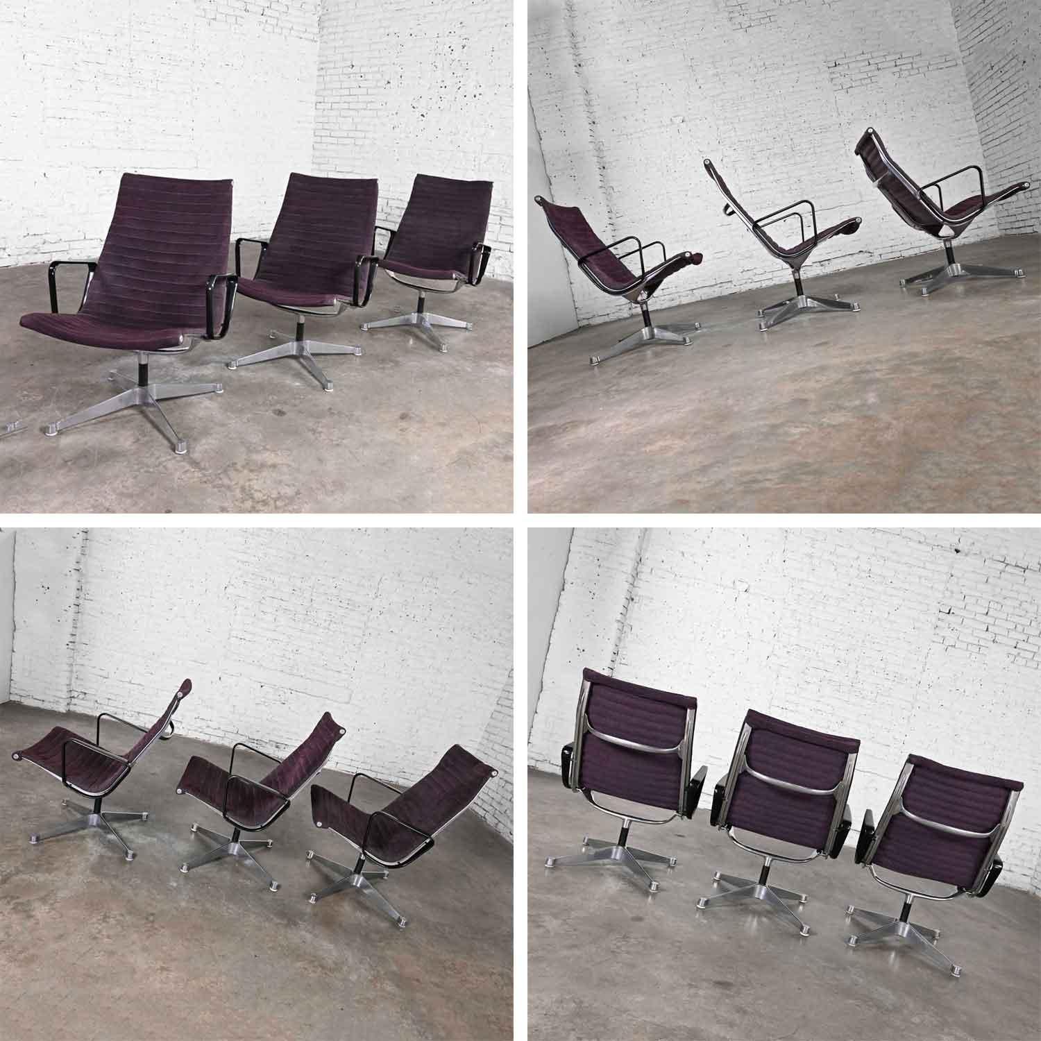 MCM Charles & Ray Eames for Herman Miller Aluminum Group High Back Chairs Set 3 For Sale 7