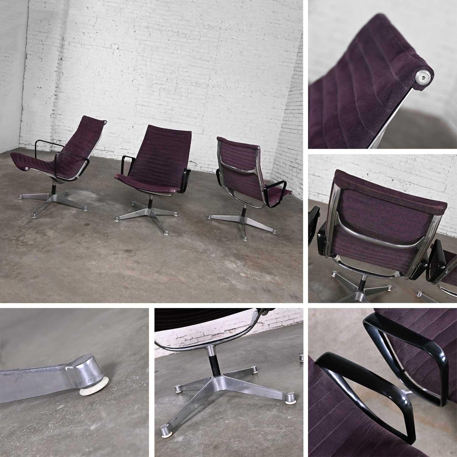 MCM Charles & Ray Eames for Herman Miller Aluminum Group High Back Chairs Set 3 For Sale 9