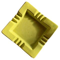 Mcm chartreuse crackle ceramic ashtray, circa 1960