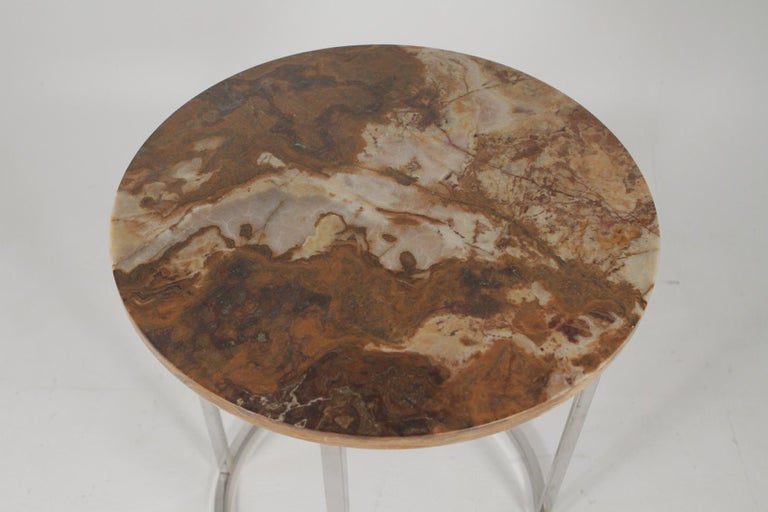 Mcm Chrome And Marble Round Accent Table