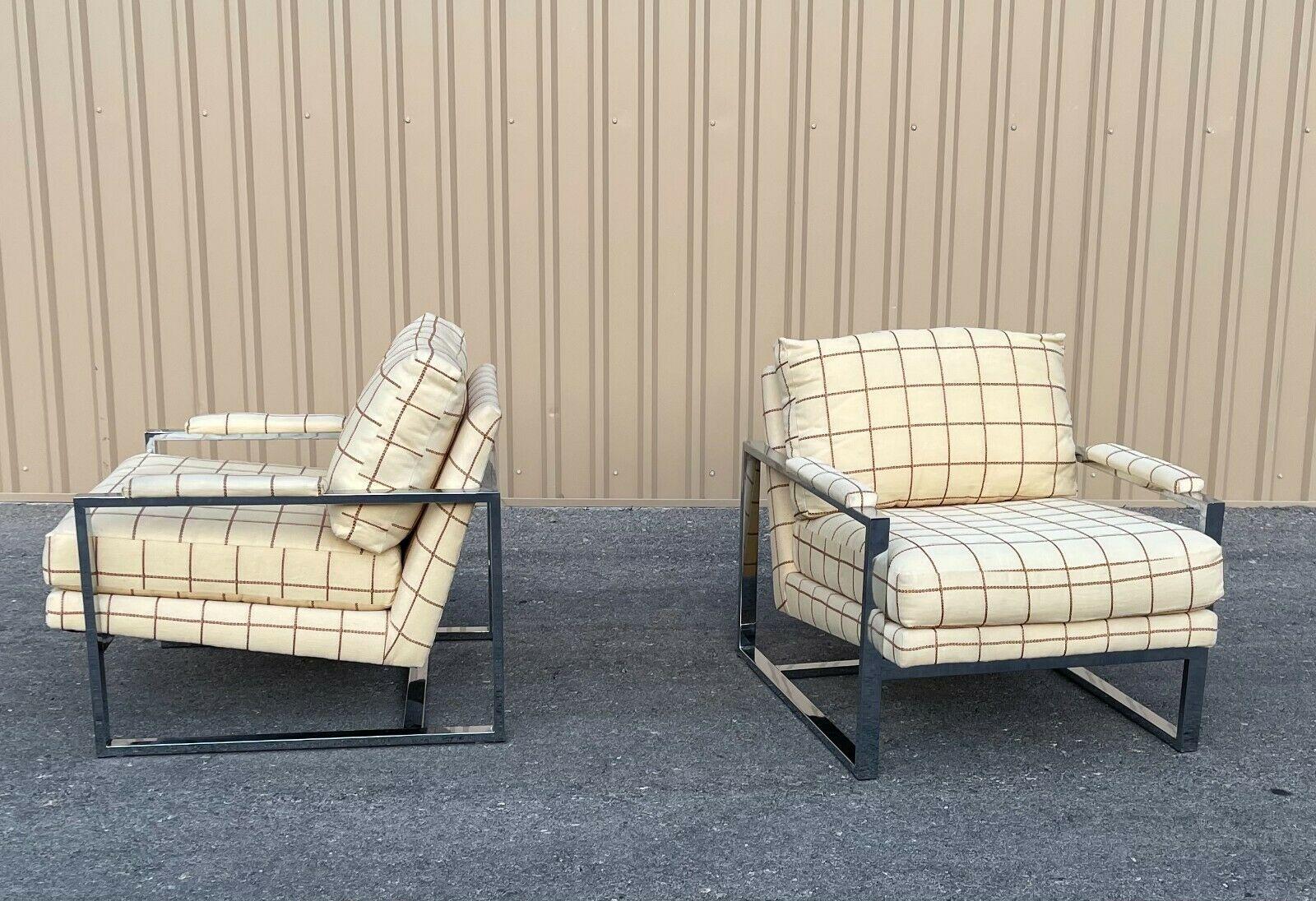 American Mcm Chrome Cantilevered Lounge Chairs in the Manner of Milo Baughman