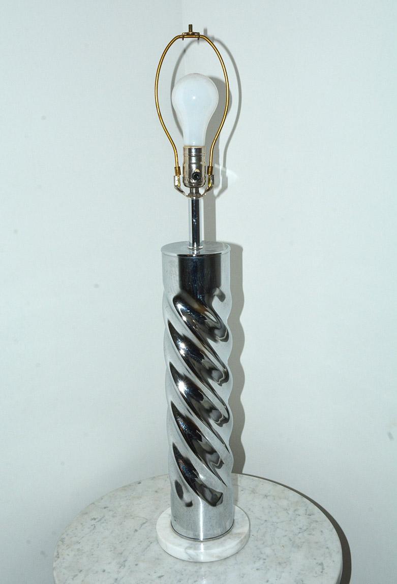 20th Century MCM Chrome Lamp with Marble Base For Sale