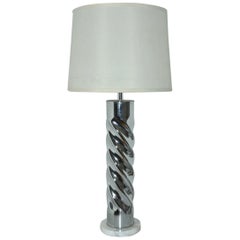 Used MCM Chrome Lamp with Marble Base