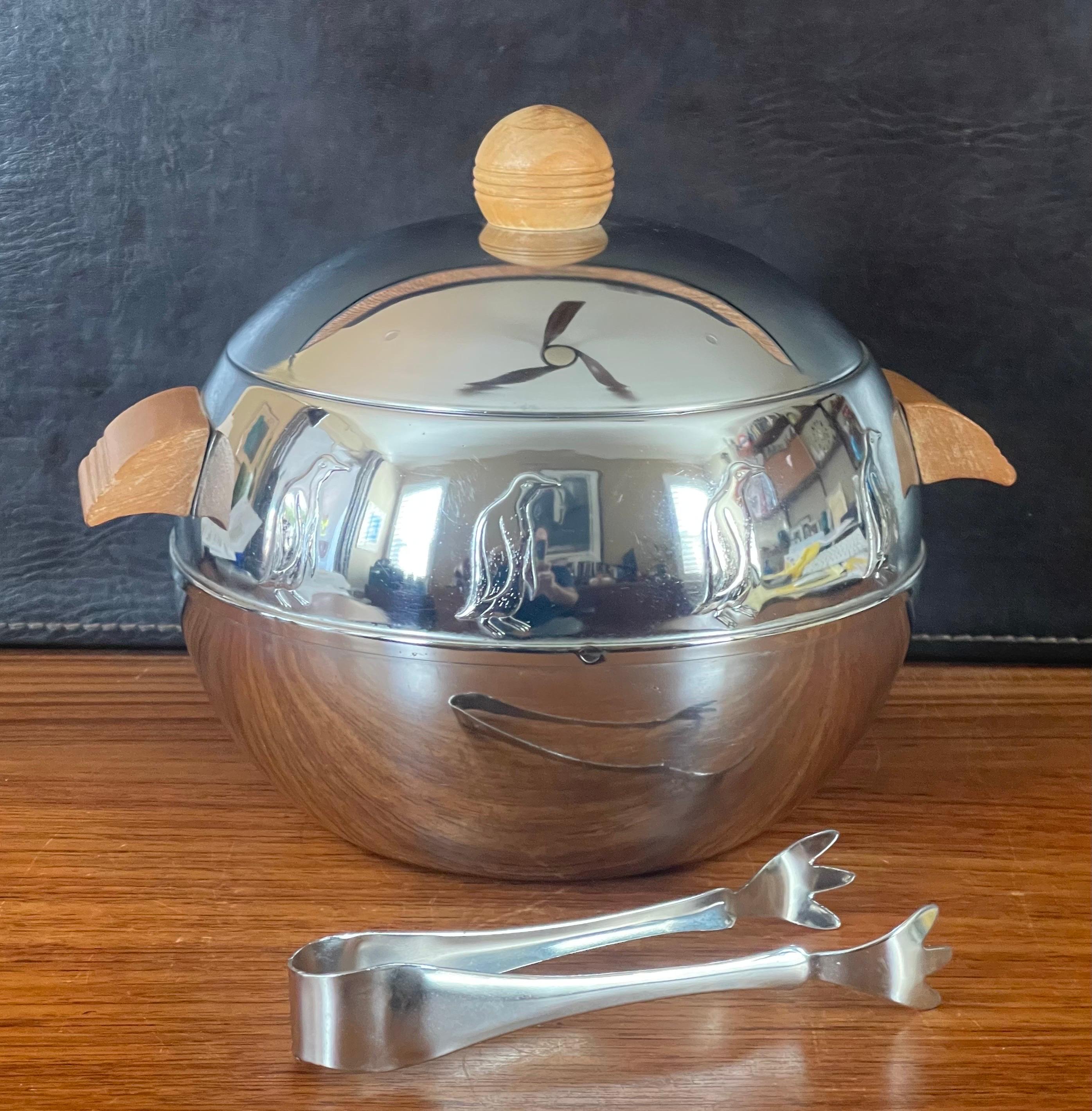 penguin ice bucket with tongs