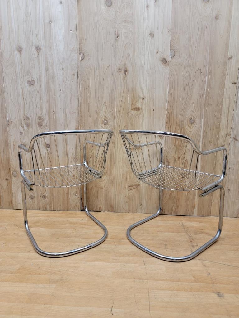 MCM Chrome Tubular Mod Cantilever Dining Chairs by Gastone Rinaldi, Set of 4 For Sale 3