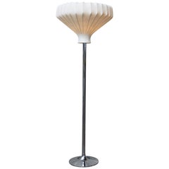MCM Chrome Tulip Floor Lamp with Cocoon Shade Attributed to Achille Castiglioni