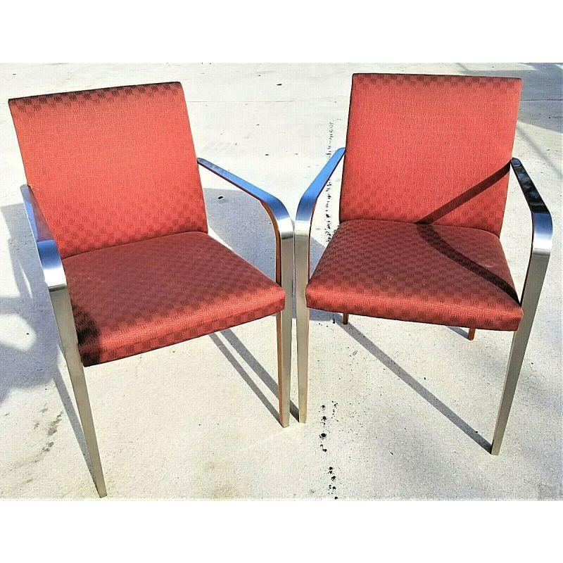 Offering one of our Recent Palm Beach Estate Fine Furniture Acquisitions Of A 
Set of 2 MCM solid chrome & wood dining armchairs accent chairs

Approximate Measurements in Inches
33 1/2