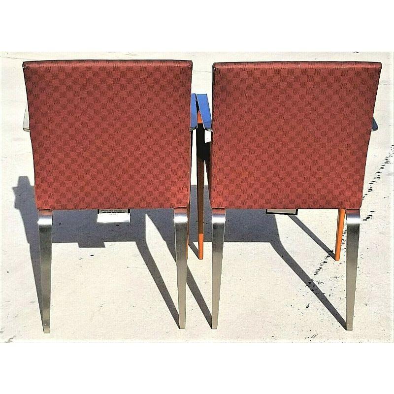 MCM Chrome & Wood Dining Armchairs Accent Chairs Set of 2 In Good Condition For Sale In Lake Worth, FL