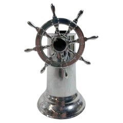 MCM Chromed Ship's Wheel Table Lighter by Hamilton
