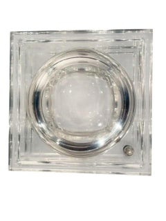 MCM Clear Acrylic Ice Bucket of Cube Form w/Pivoting Lid and Routed Lines