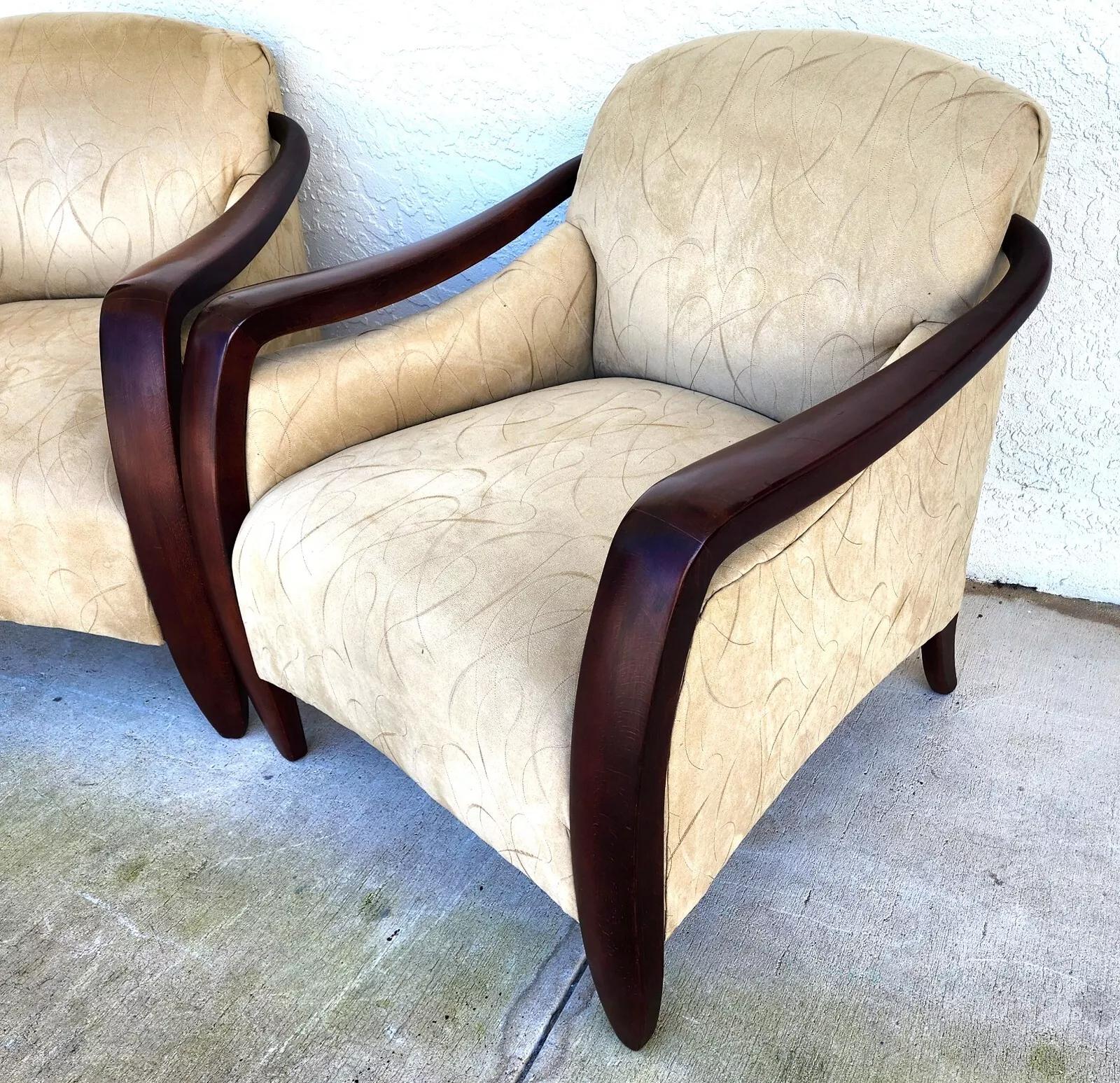 MCM Club Chairs Art Deco A Pair In Good Condition For Sale In Lake Worth, FL