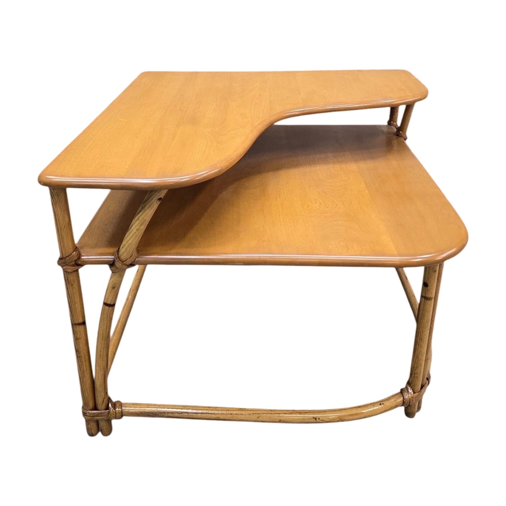 MCM Coastal L Shaped Side Table by Heywood Wakefield "Ashcraft“ For Sale