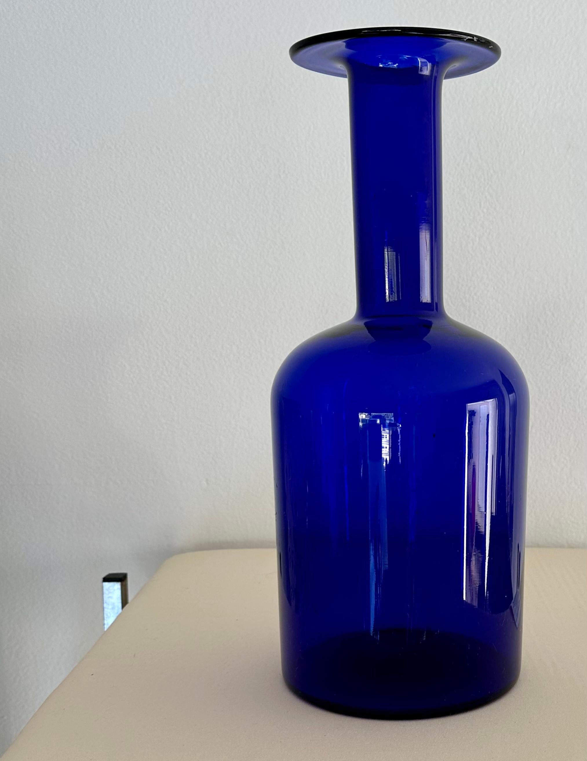20th Century MCM Cobalt Blue Vase Attributed to Otto Brauer for Holmegaad
