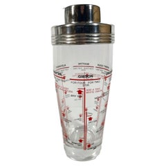MCM Cocktail Shaker with Silver Plate Top and Recipes for 6 Cocktails
