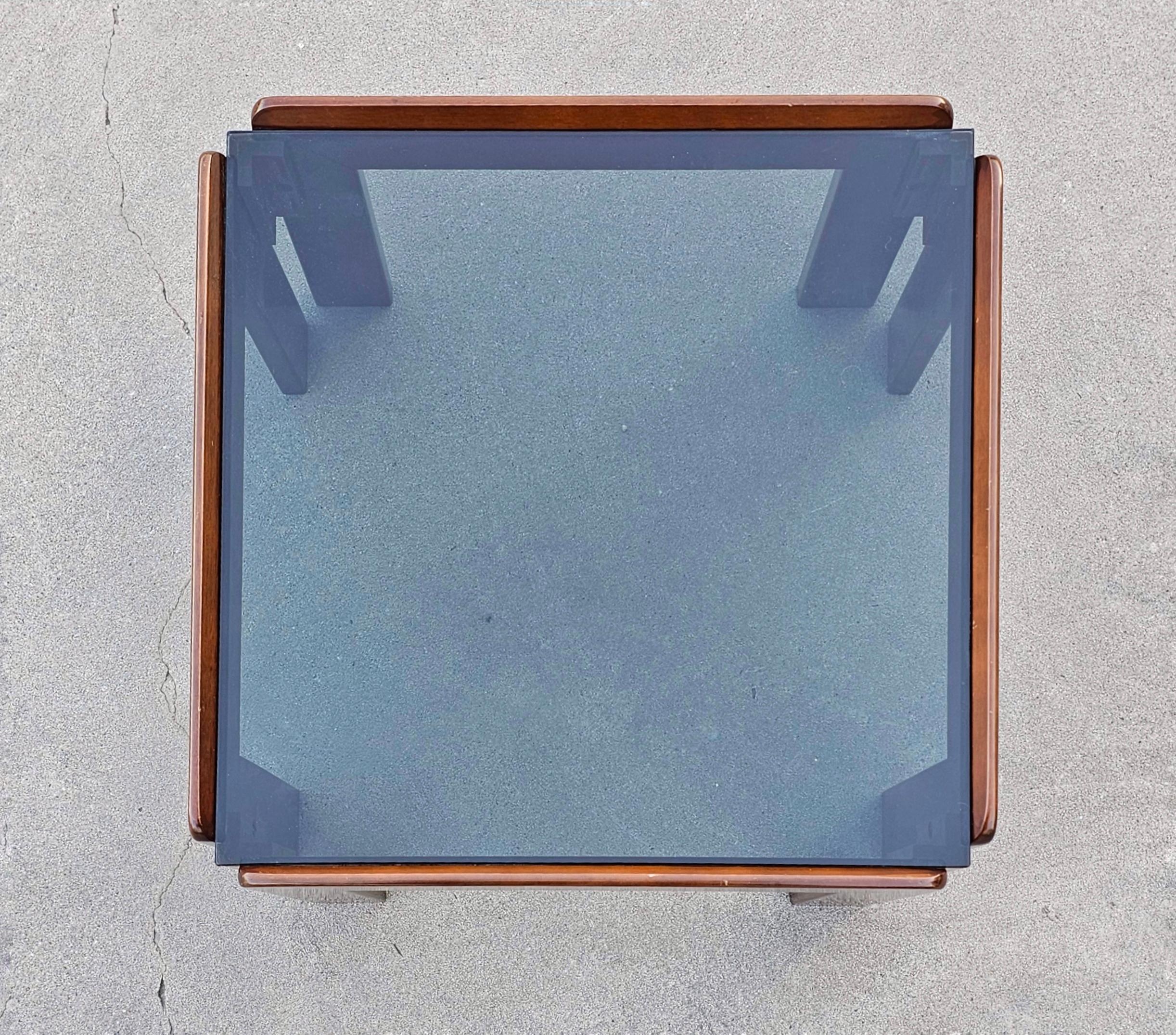 mcm glass top coffee table