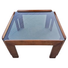MCM Coffee Table in Walnut and Smoke Glass by Afra and Tobia Scarpa, Italy 1960s