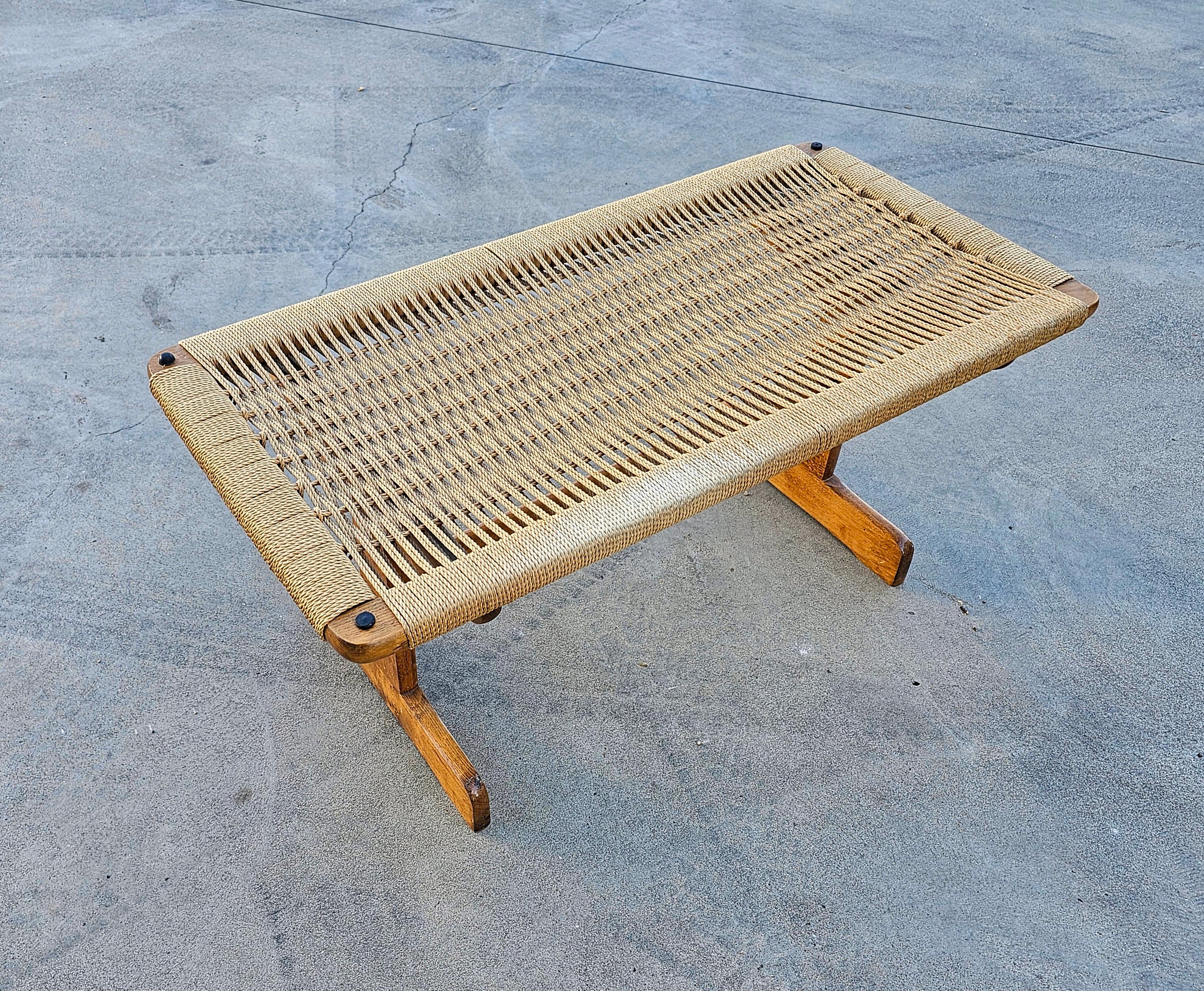 Mid-20th Century MCM Coffee Table with Danish Paper Cord top done in style of Hans J. Wegner For Sale