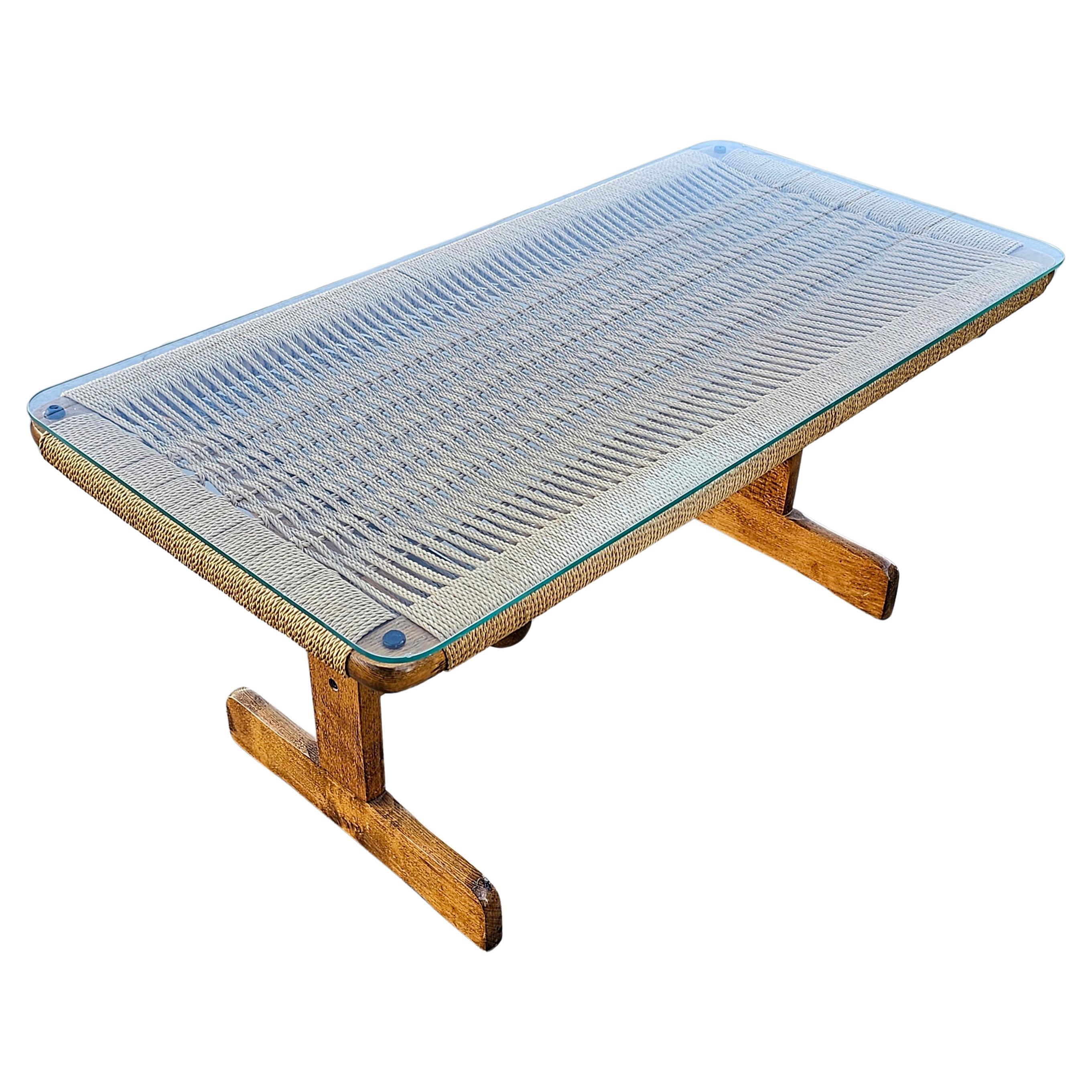 MCM Coffee Table with Danish Paper Cord top done in style of Hans J. Wegner For Sale