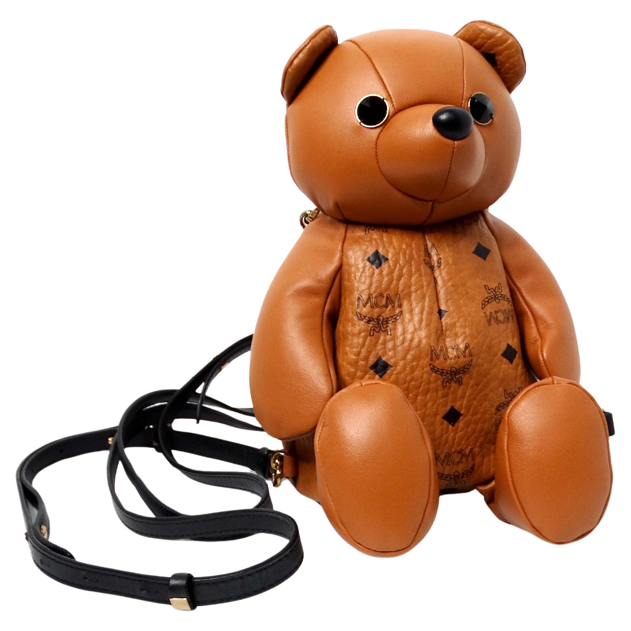Mochila MCM Coñac Piel de Becerro Visetos Oso Zoo Doll Marrón en venta
